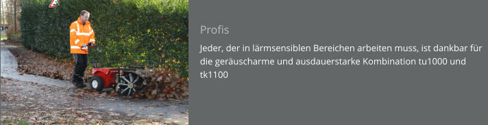 Profis Jeder, der in lärmsensiblen Bereichen arbeiten muss, ist dankbar für die geräuscharme und ausdauerstarke Kombination tu1000 und tk1100