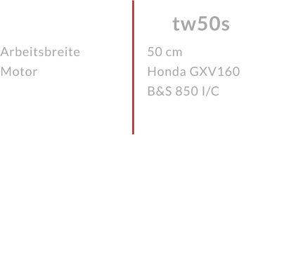 ArbeitsbreiteMotor  tw50s 50 cmHonda GXV160 B&S 850 I/C
